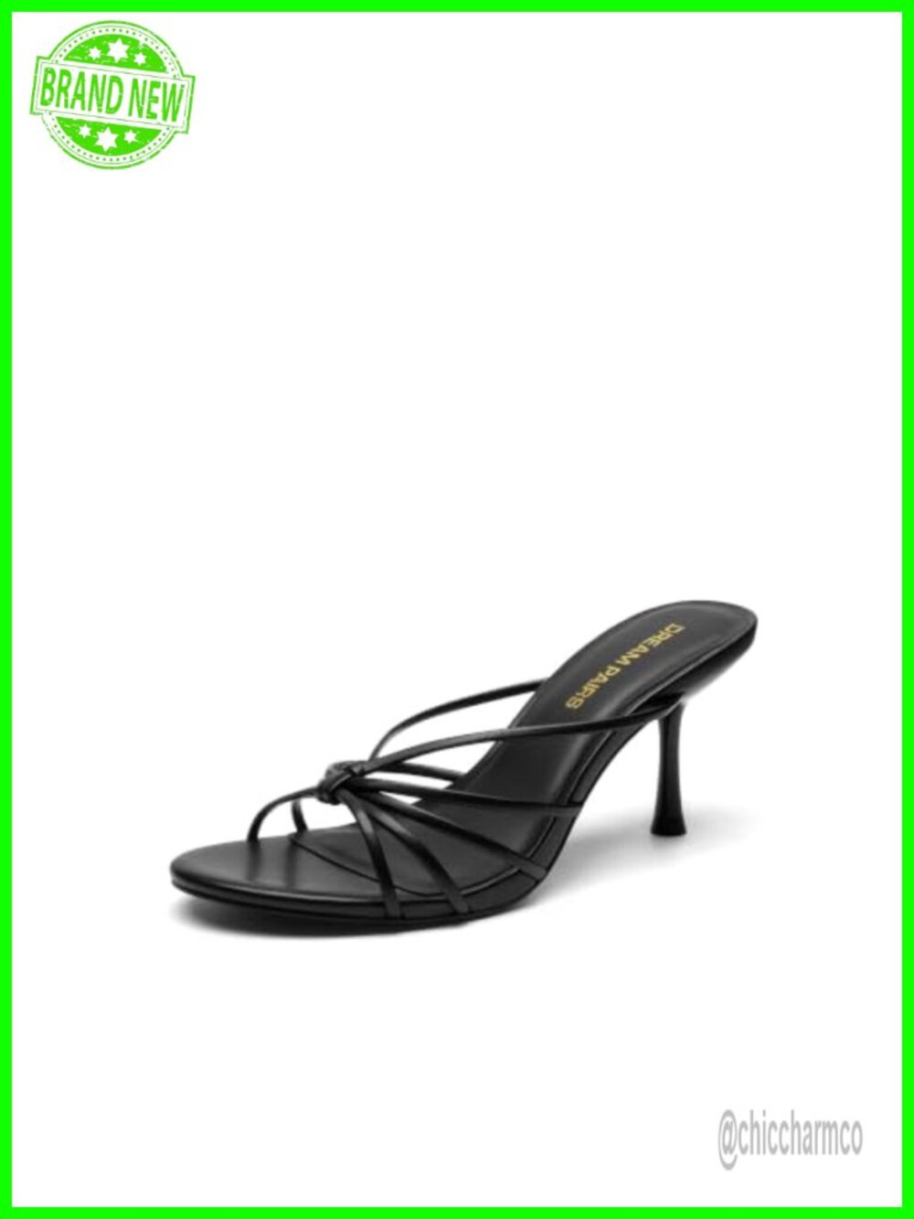 Kitten Heel Strappy Sandals Womens 2.91in Stiletto Mule Open Toe Dress Shoes